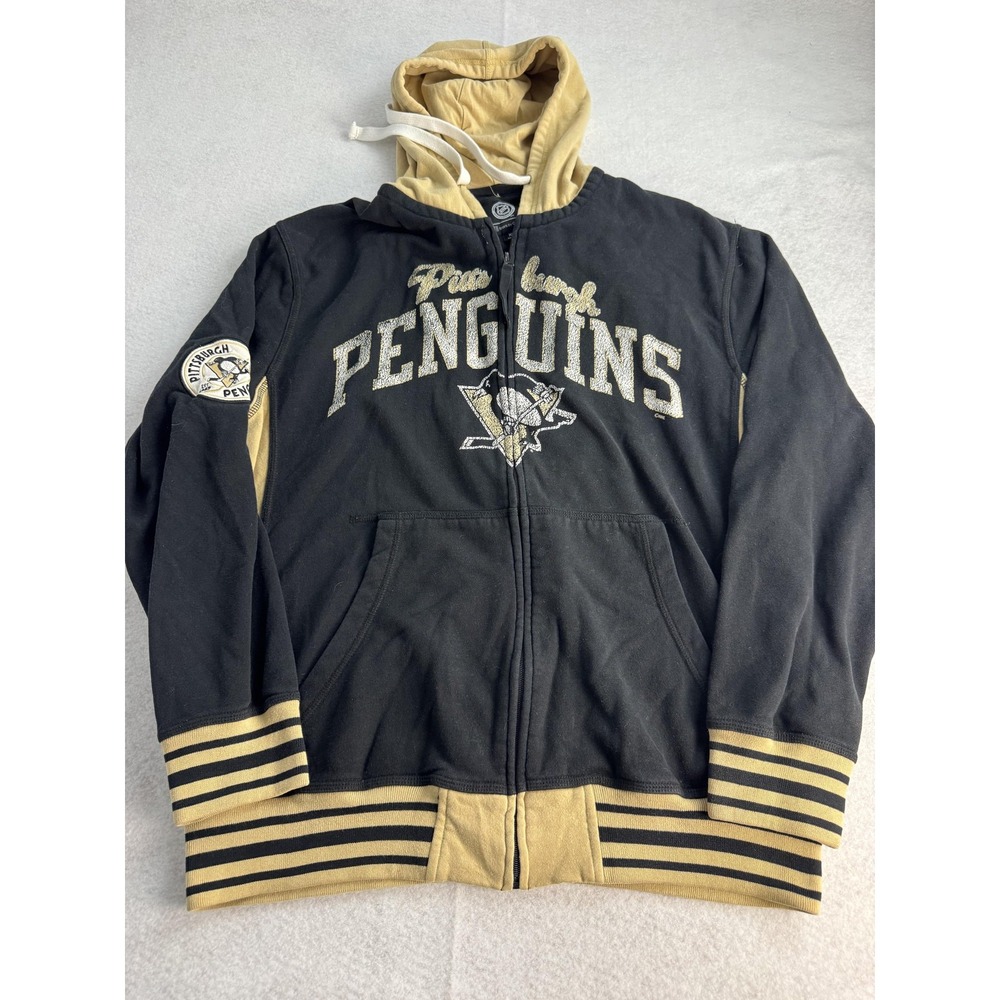 Pittsburgh Penguins Hoodie Mens XL Black NHL Hockey G-III Full Zip Fleece